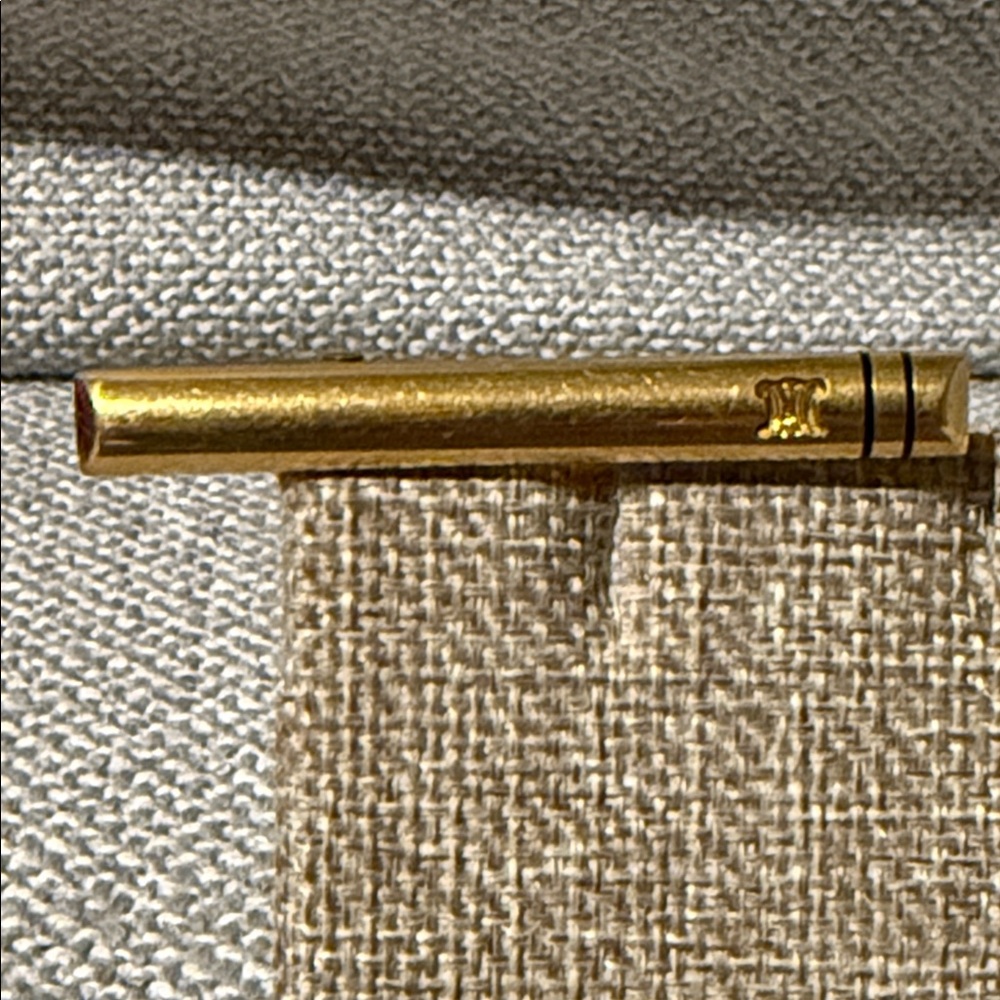 Celine Authentic Gold Tie Bar with Monogram